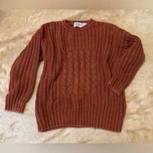 Rust orange chunky cable knit sweater vintage oversized small
